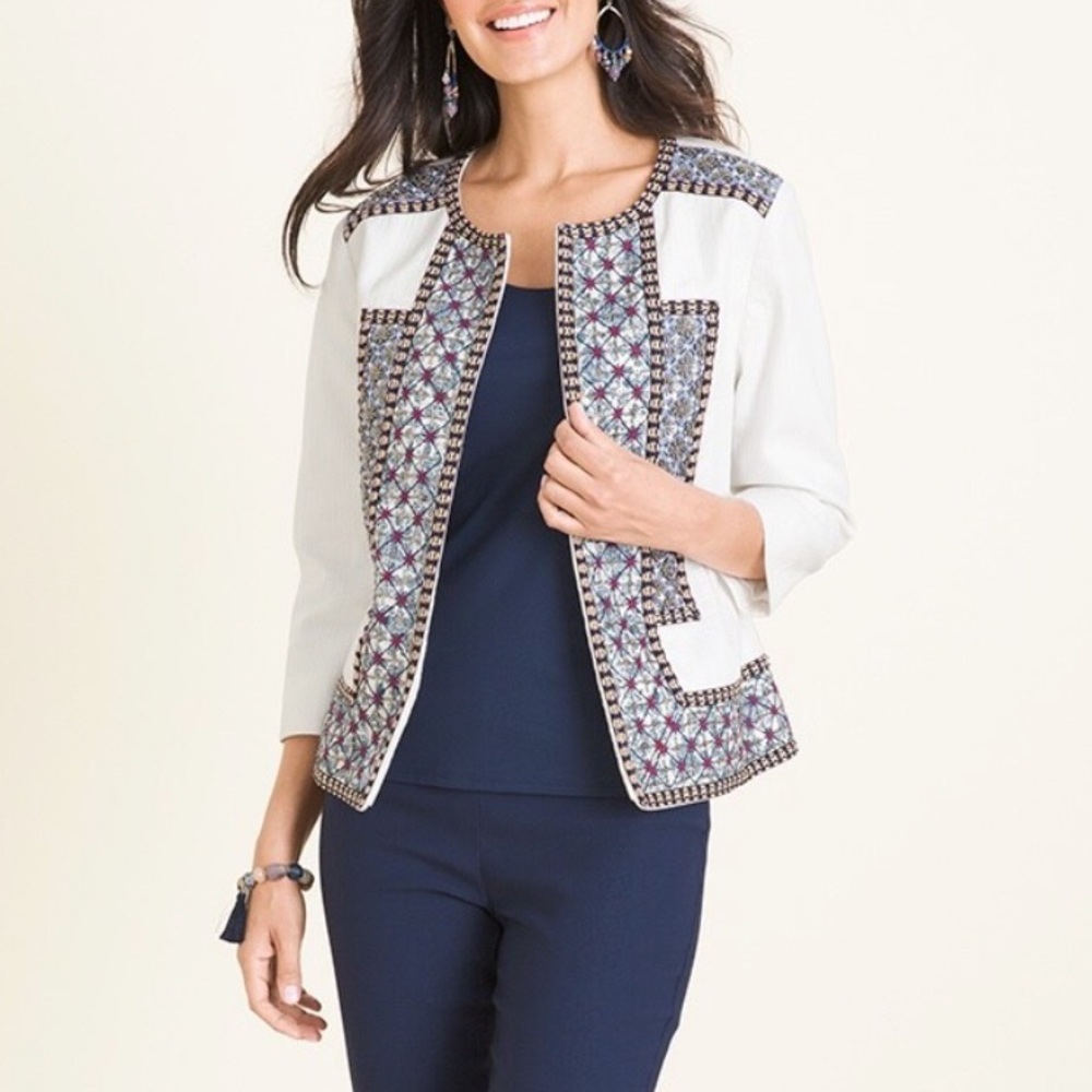 Chico’s White Embellished Jacket